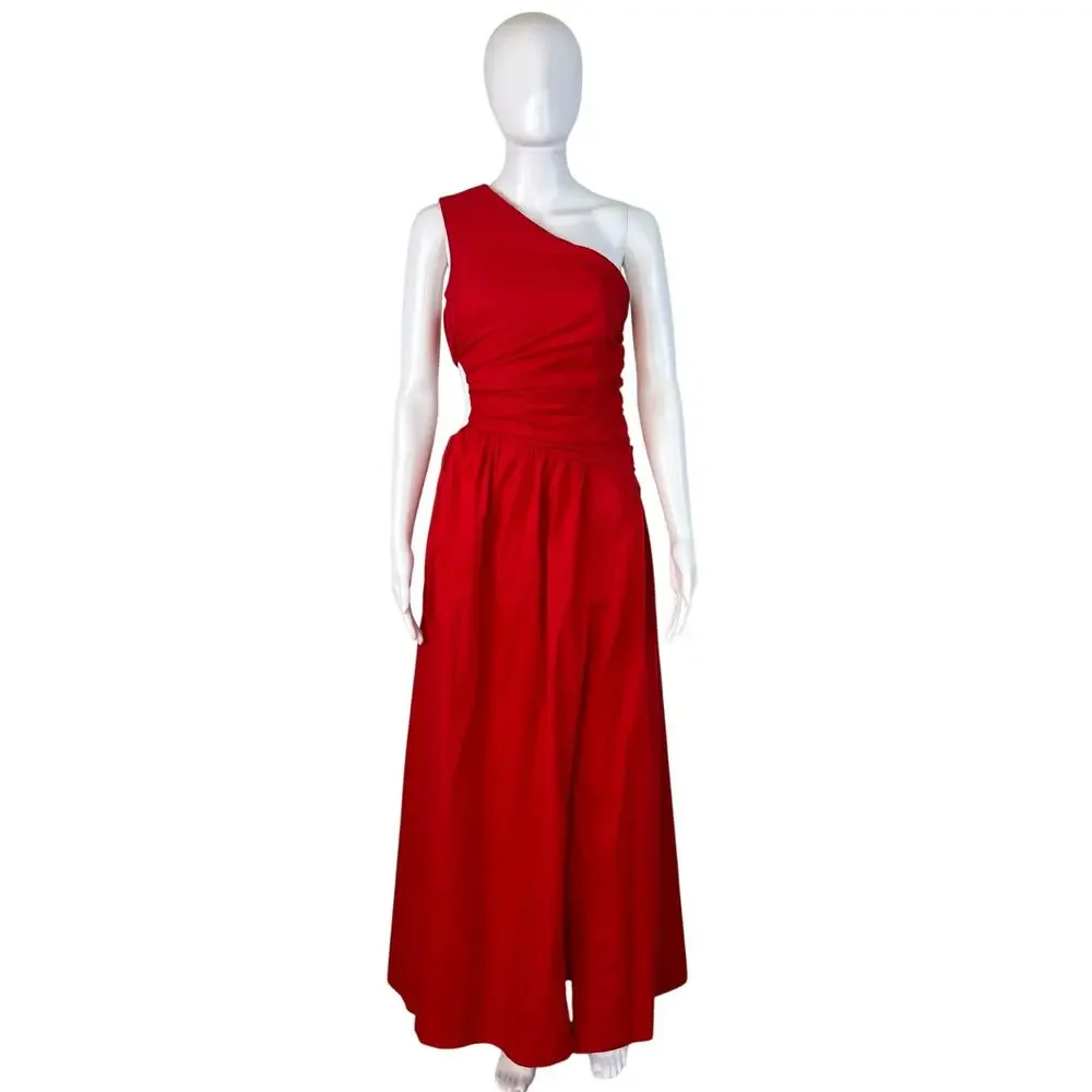 Abercrombie and Fitch Red Cutout Waist One Shoulder Dress (Sz XS)